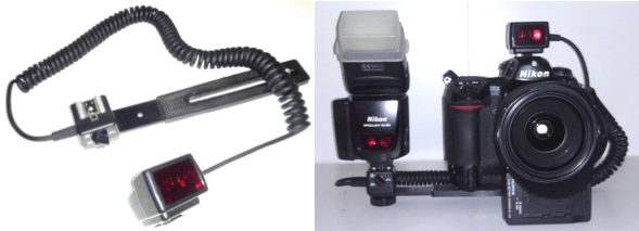 Coiled TTL sync cable. It transmits all functions between camera and flash.