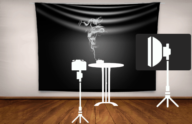 Position of materials for optimal smoke photography