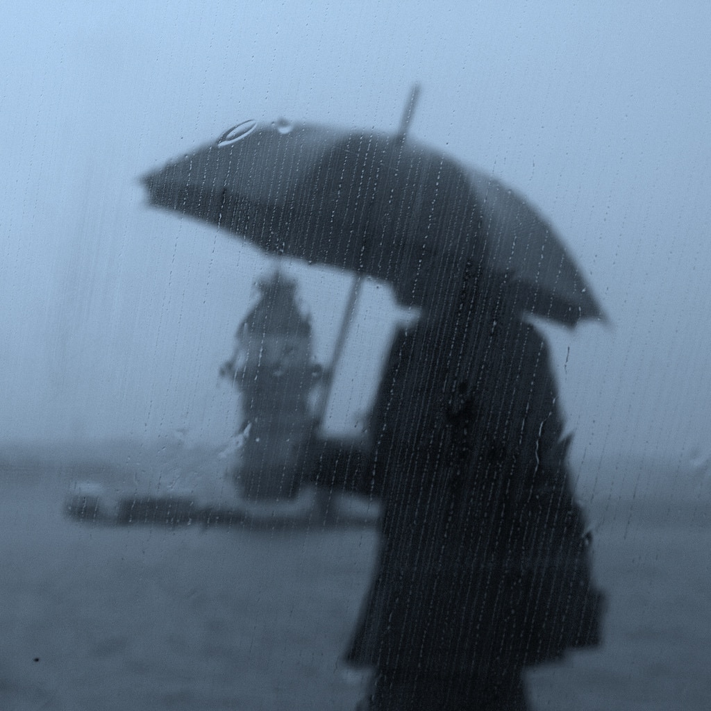 Photography of rain behind the glass