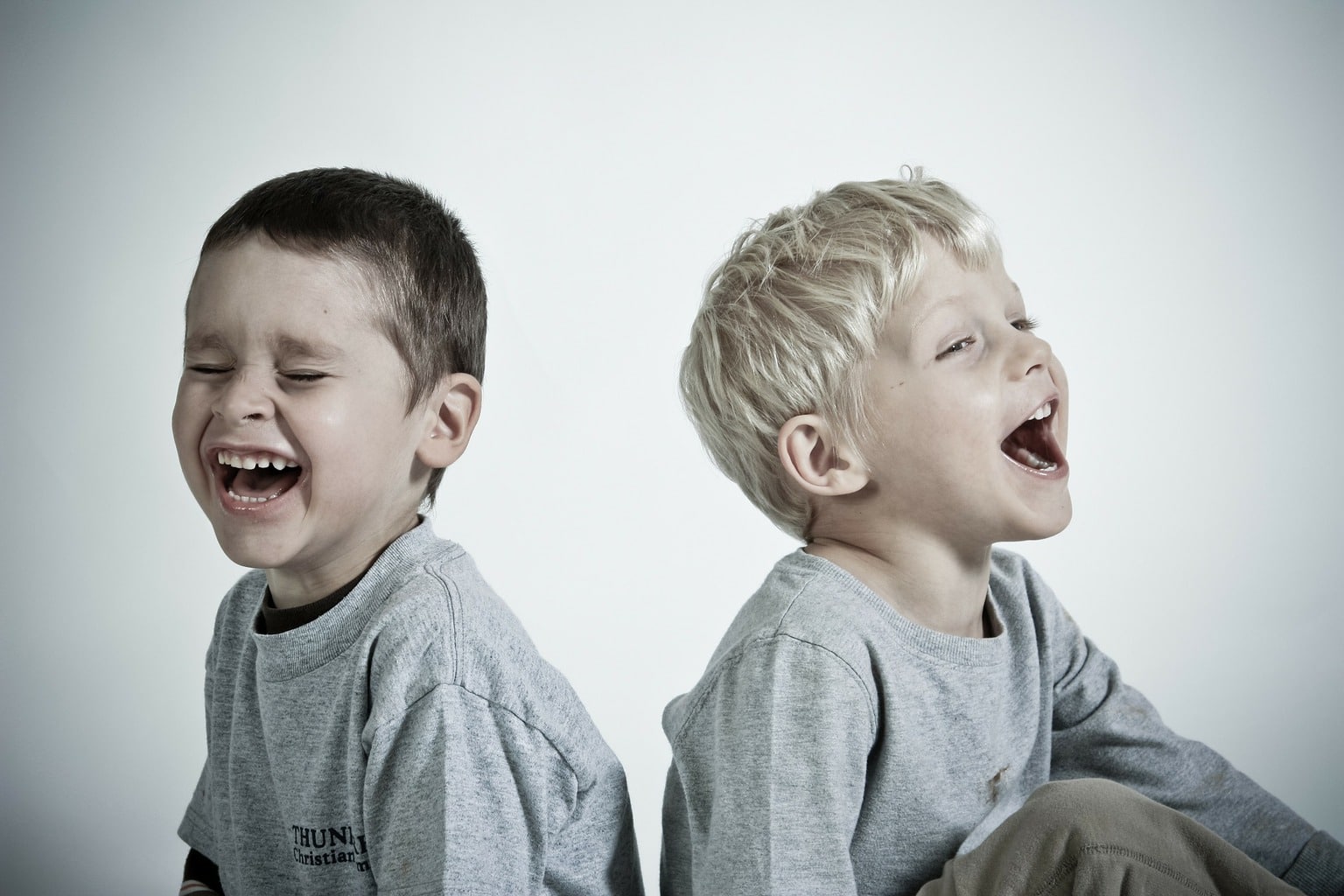 Photograph of two brothers laughing