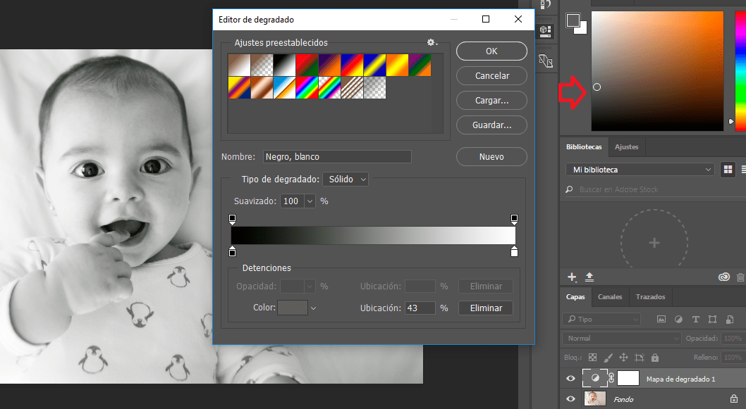 photoshop black and white solid process