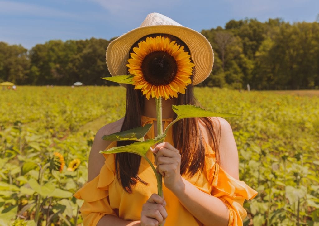 Retrato diferente con girasol 