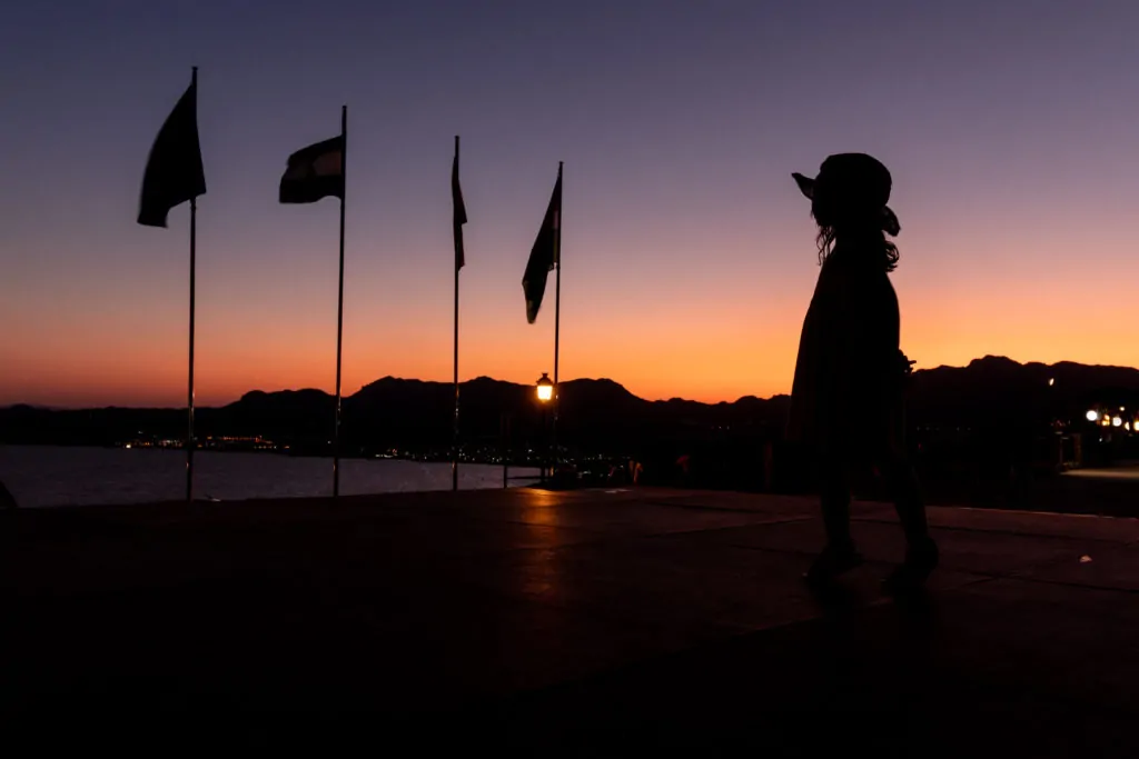 Niña con sombrero a contraluz