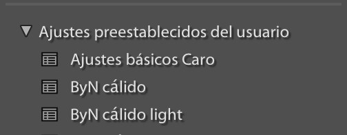 Captura de pantalla preset