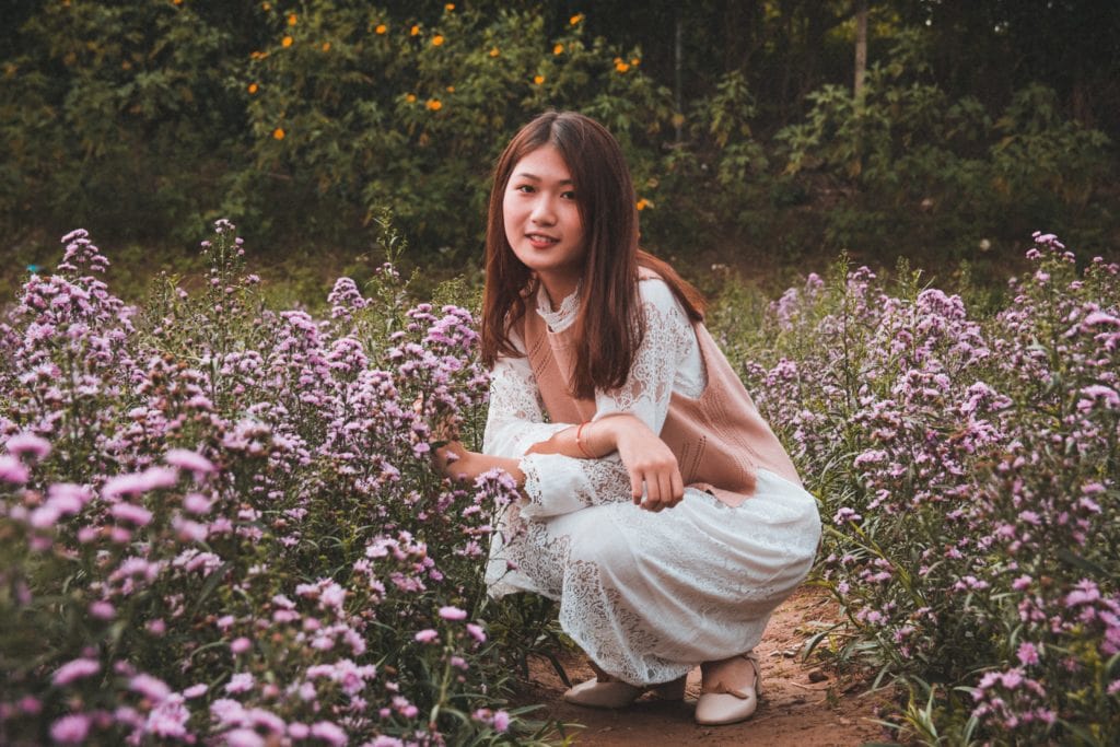 portrait between flowers