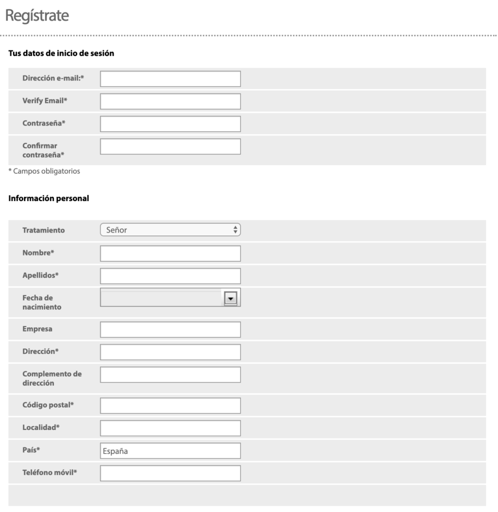 Datos para el registro