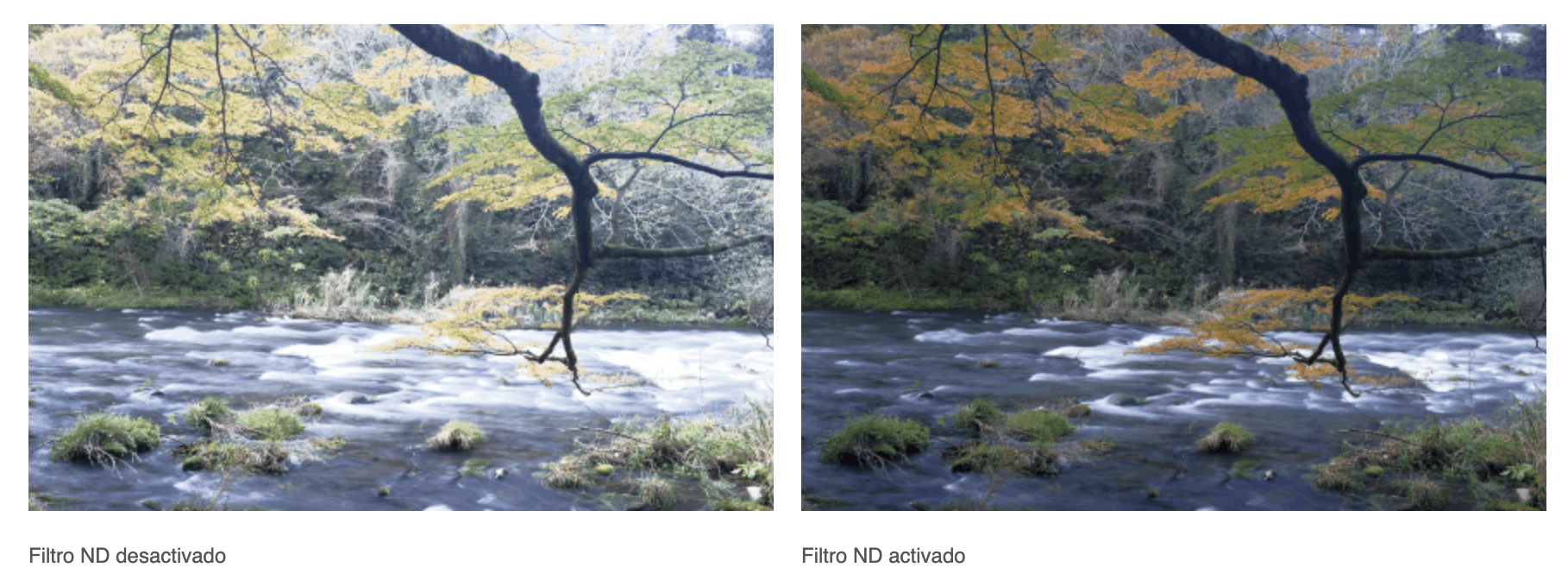 Comparativa de imagen con y sin Filtro ND de la Fujifilm X100F