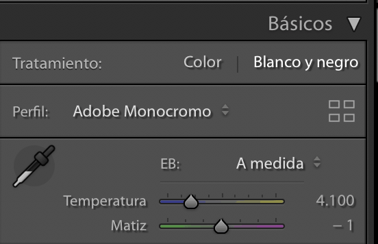 temperatura color lightroom