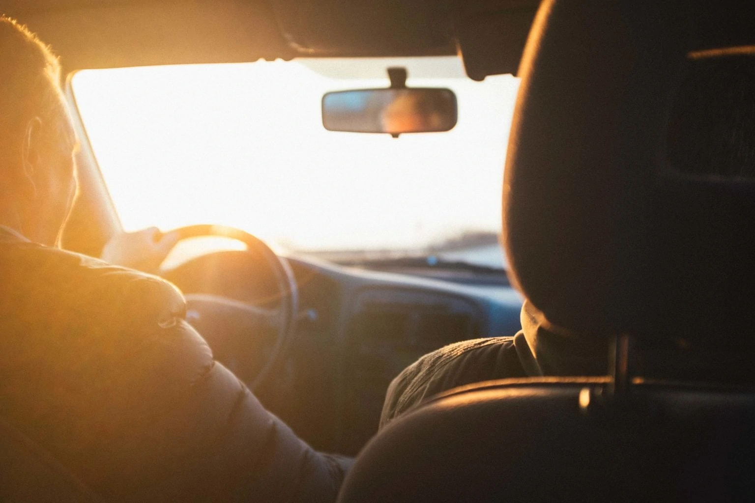 interior of a car with golden light