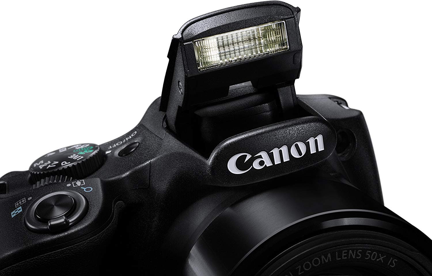 Cámara compacta con flash integrado a la vista