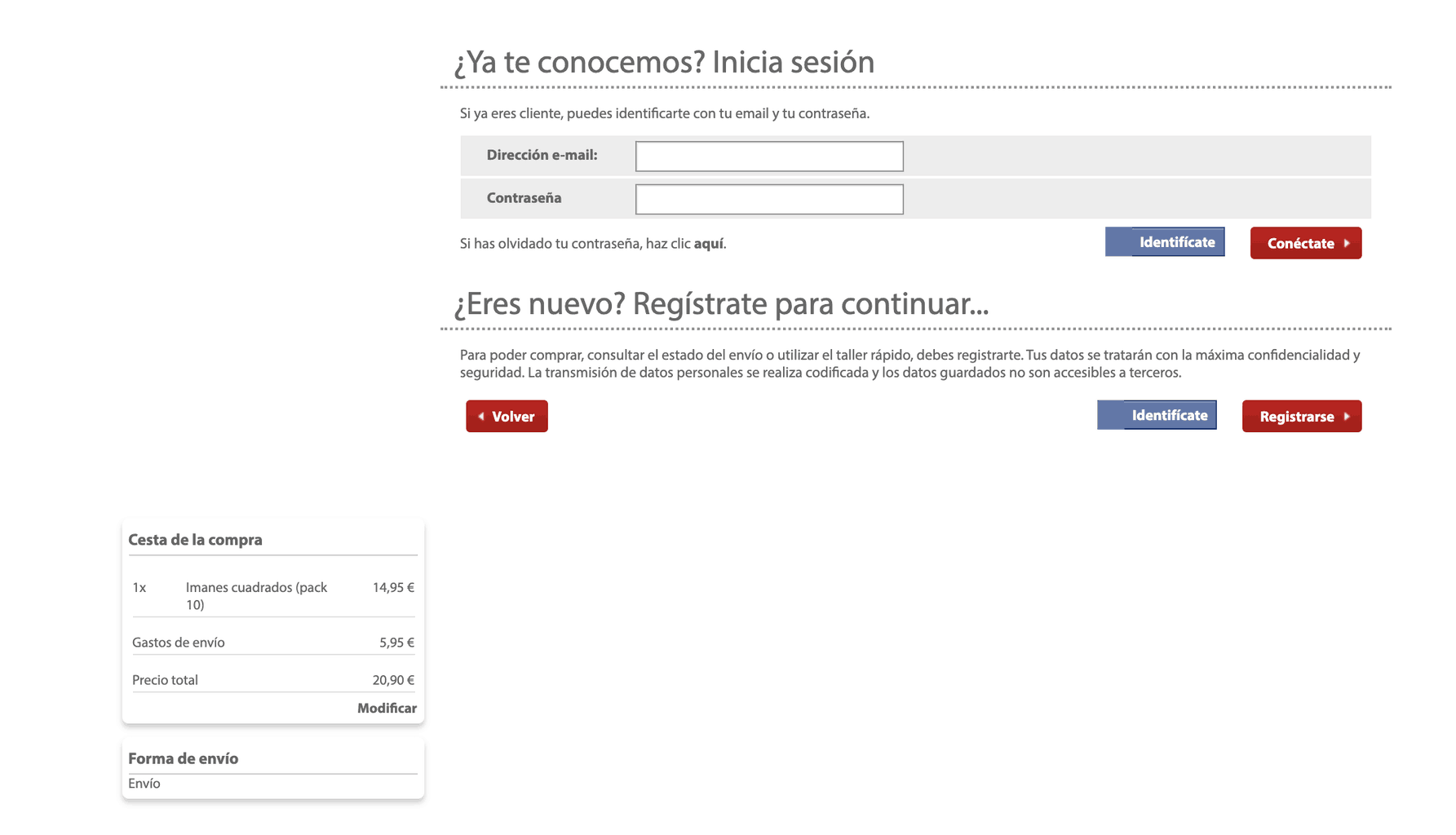 Registro en página de Cewe 