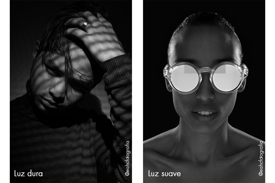 Comparativa de luz dura y luz suave