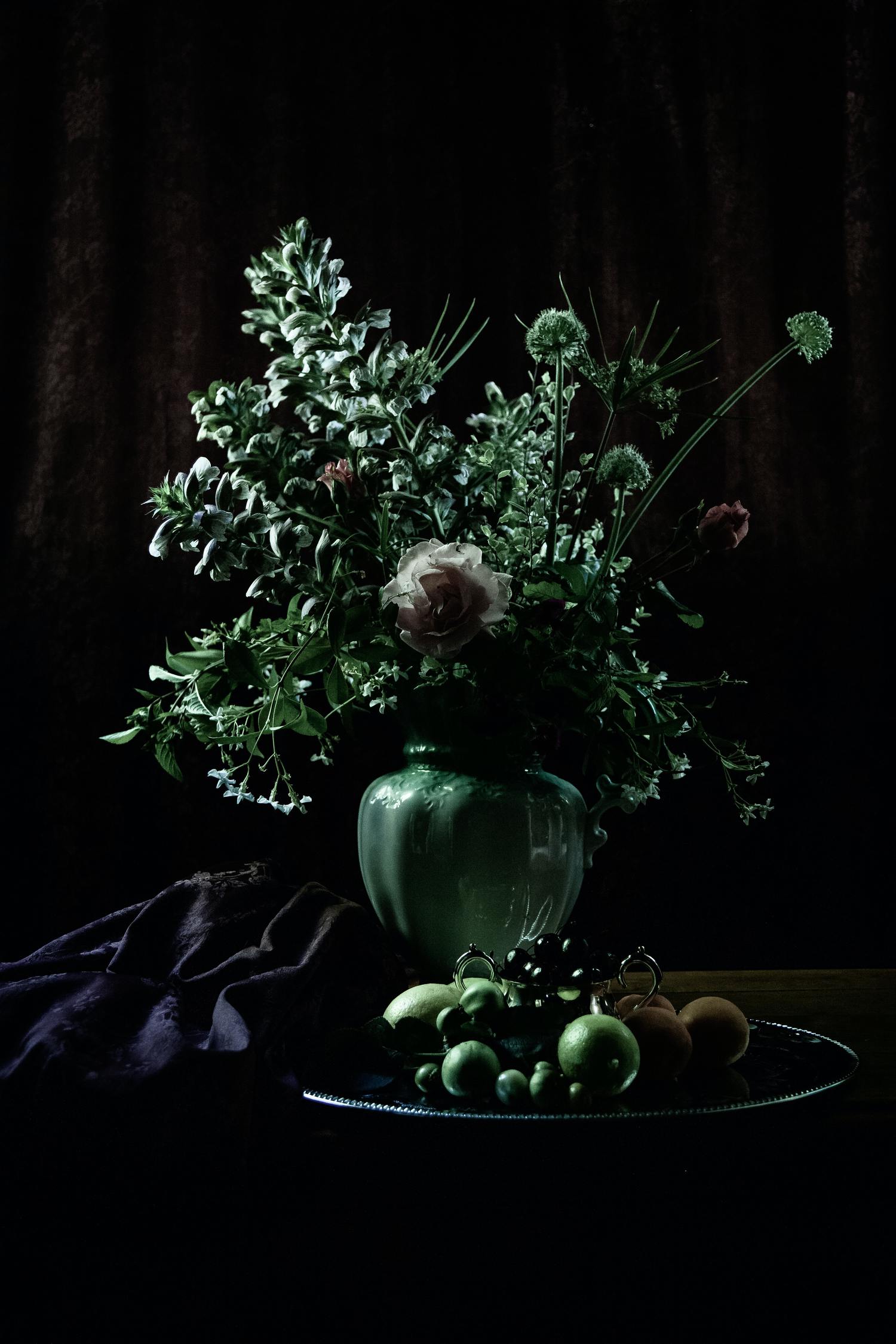 ramo de flores en tonos verdes