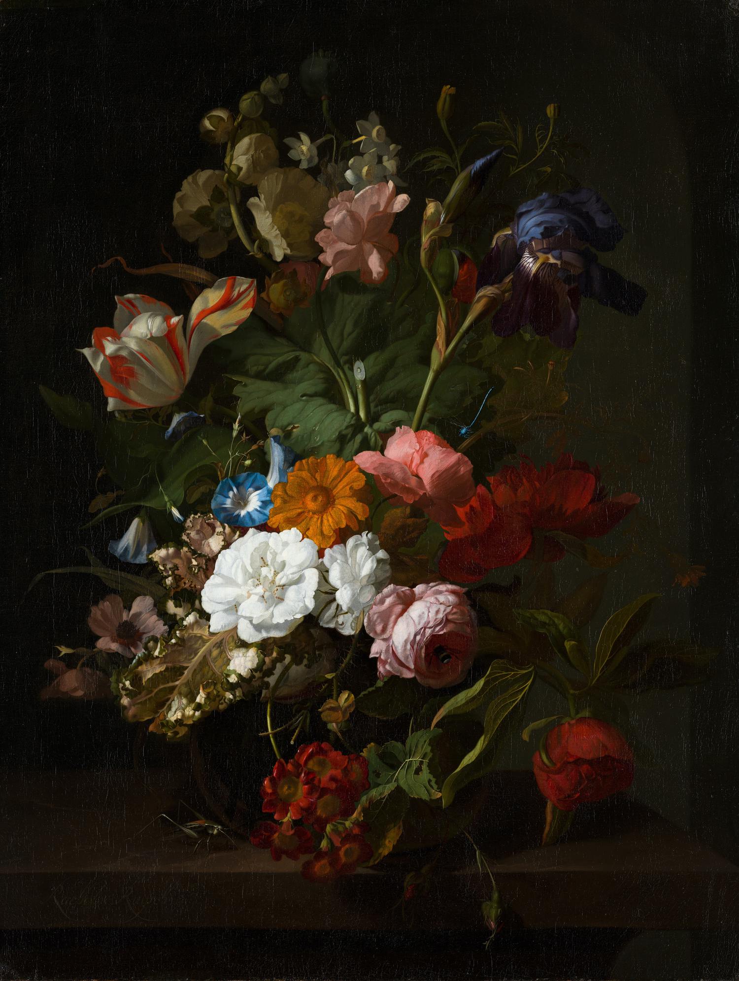 Bodegón de flores pintado