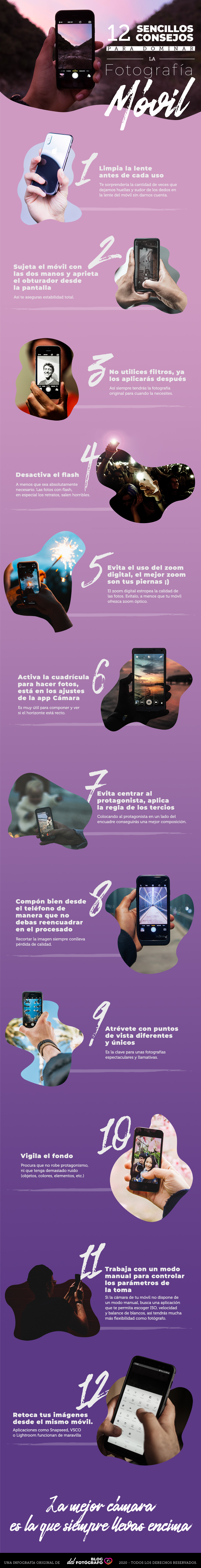 Infografía: 12 Consejos para Dominar la Fotografía Móvil