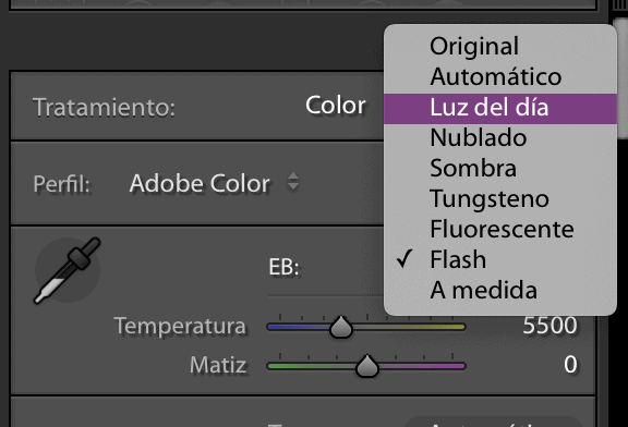 acciones básicas lightroom balance de blancos