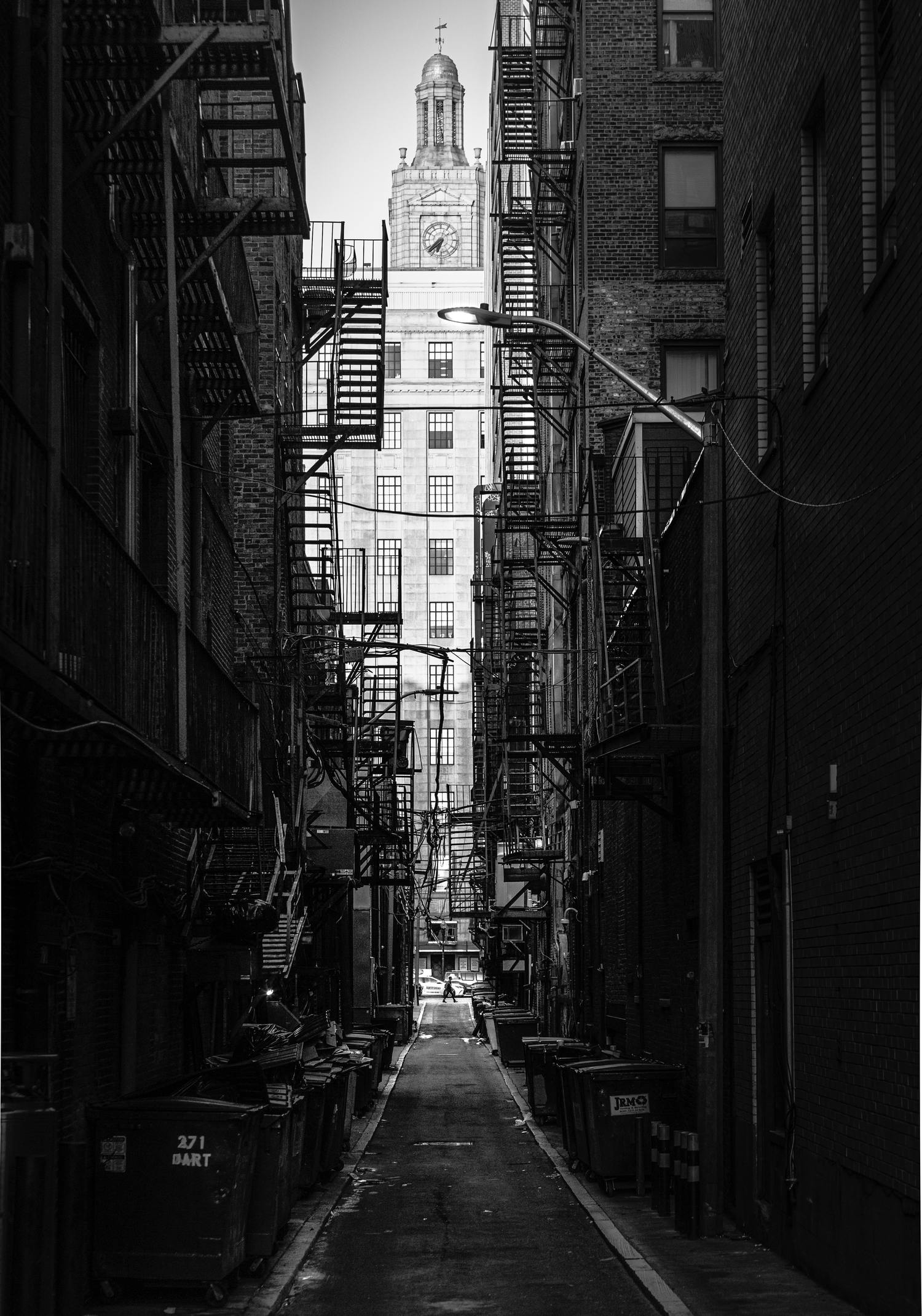 Paisaje urbano en blanco y negro compuesto con marco natural