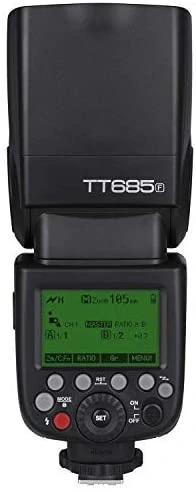 trasera flash godox TT685 con pantalla iluminada