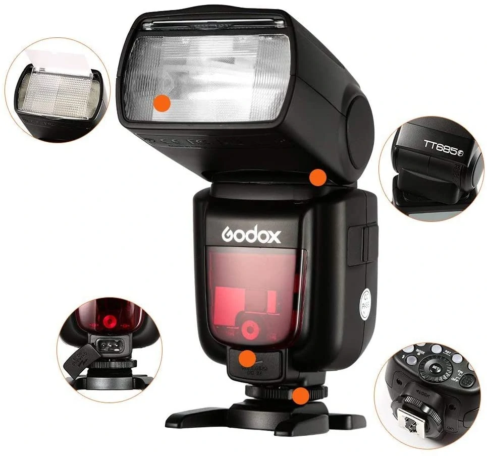 frontal flash godox TT685 con acesorios