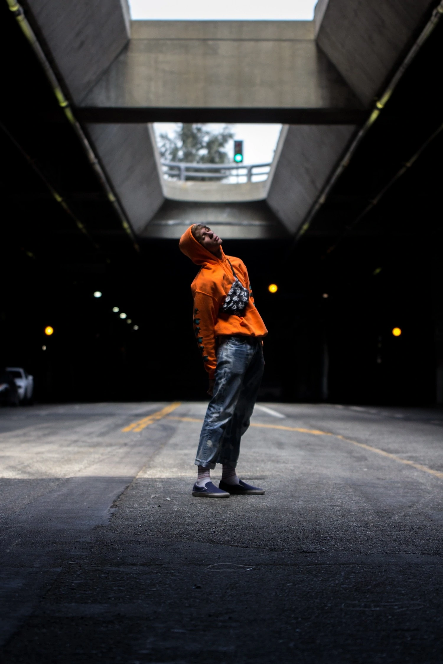 portrait under bridge