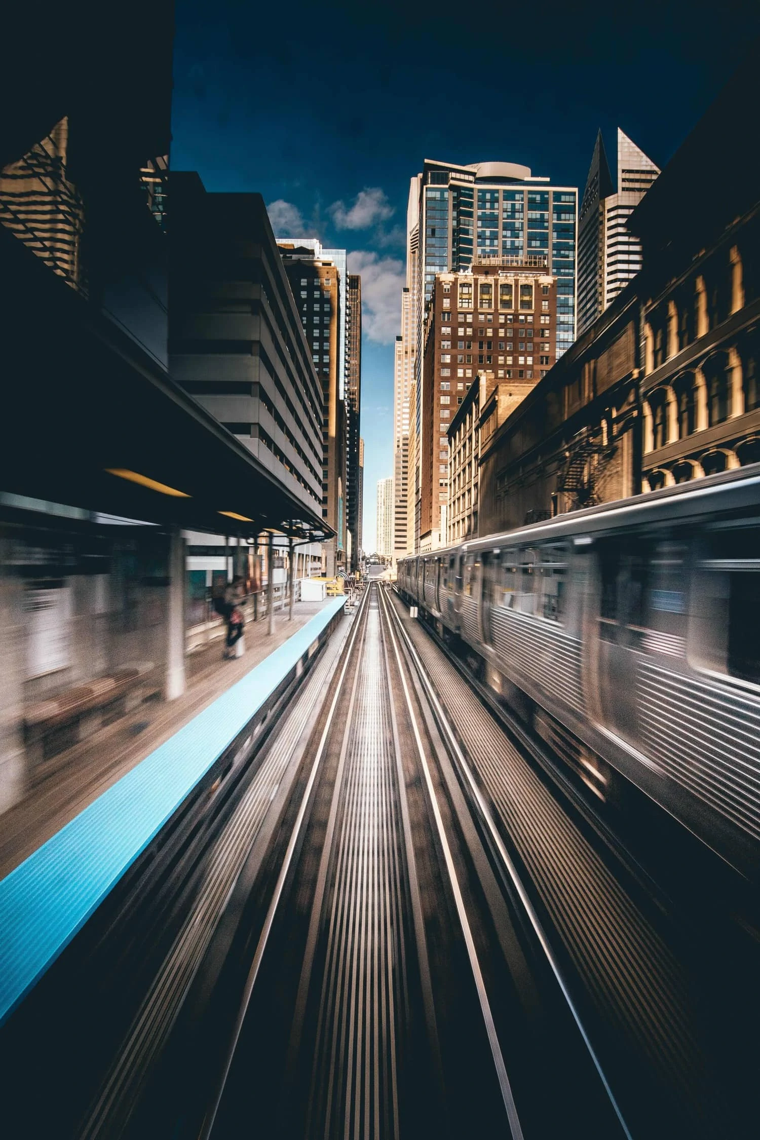 train tracks with vanishing point