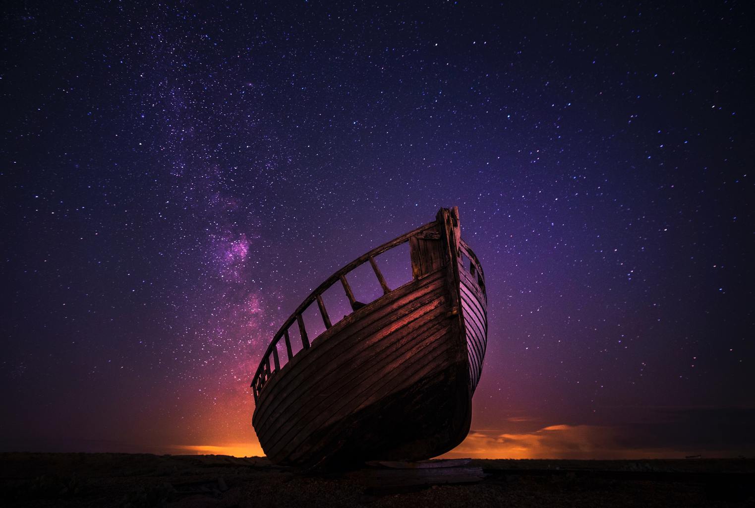 Barco con cielo de estrellas para fotoreto96