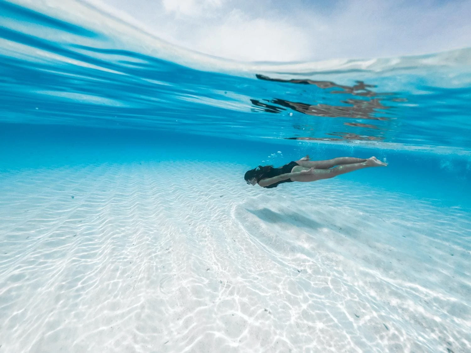 Diving in crystal clear waters