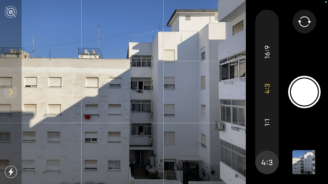 Opción de seleccionar relación de aspecto de la imagen en un móvil