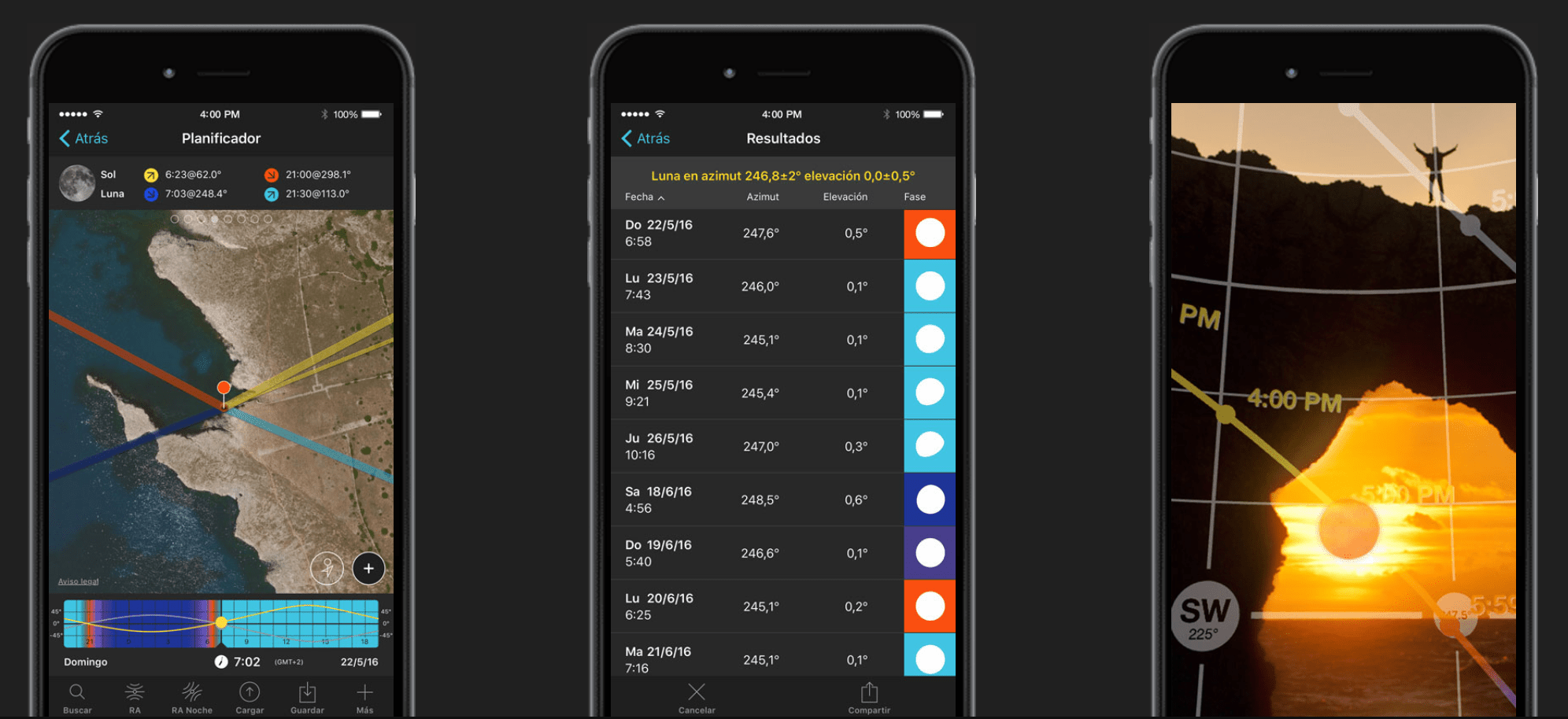 funciones de la app para móvil Photopills