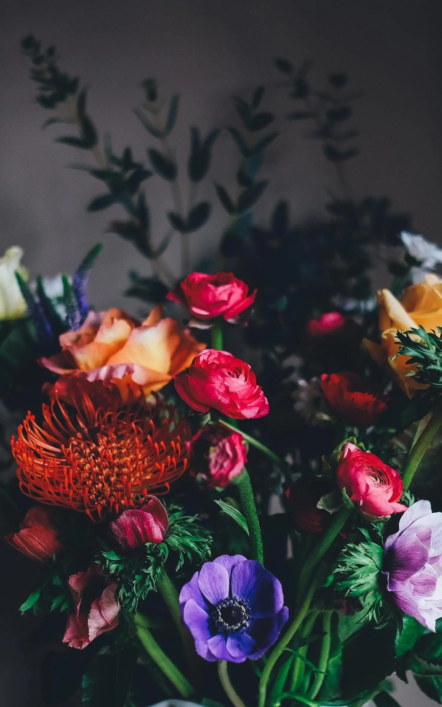 Bouquet of flowers window light