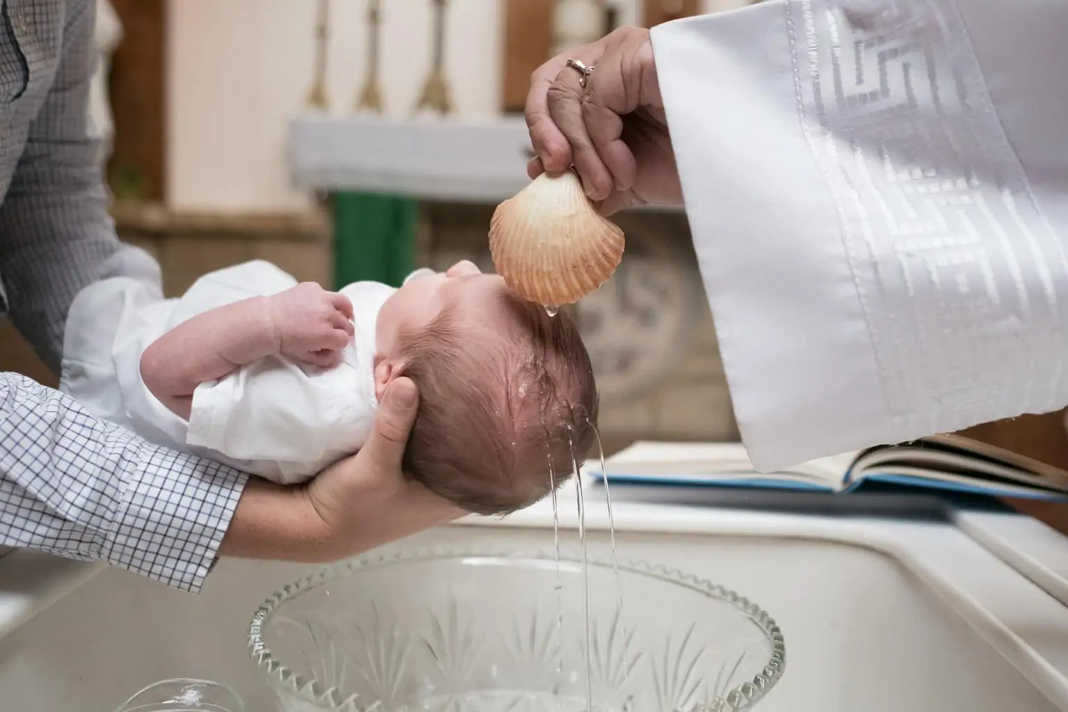 Baptism with falling water