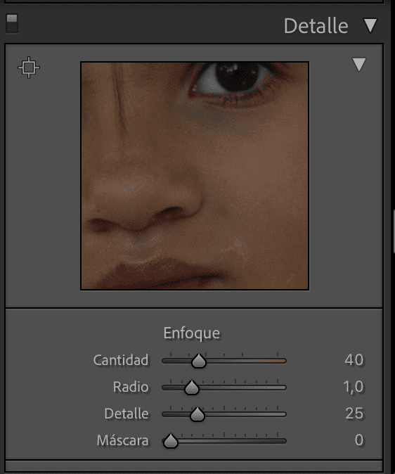 Detalle en Lightroom para mejorar el enfoque