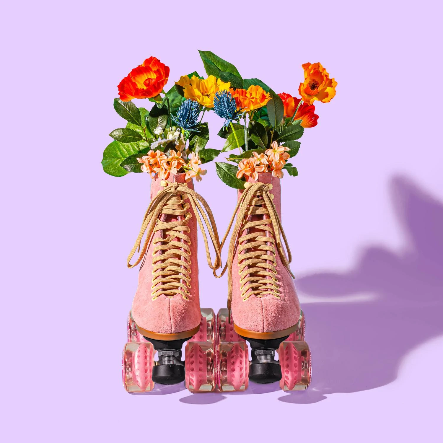 roller skates flowers color aesthetic