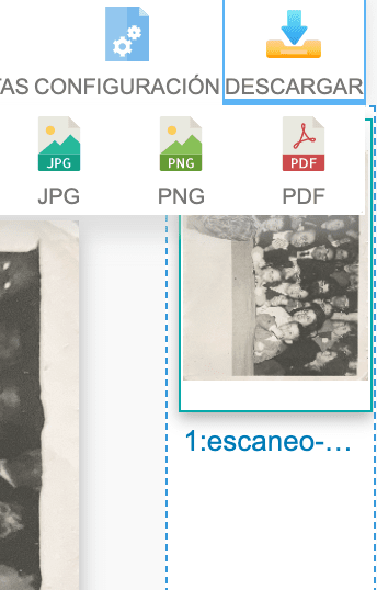 Opciones para descargar foto escaneada online