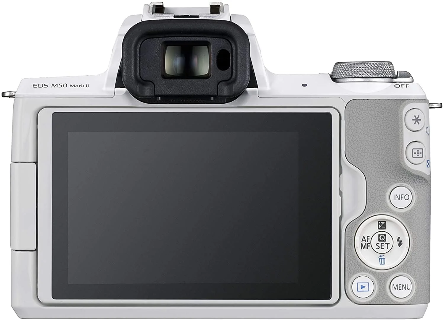 rear view canon m50 mark ii in white color