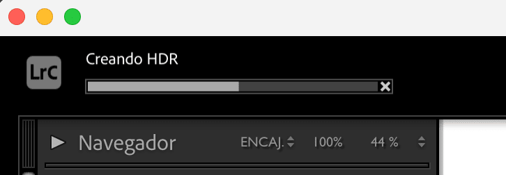 Barra de carga de Creación de HDR
