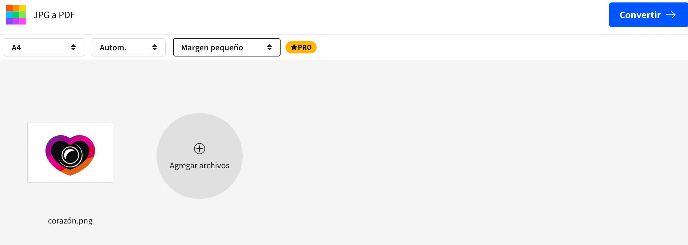 Paso 2 convertir imagen a pdf desde smallpdf