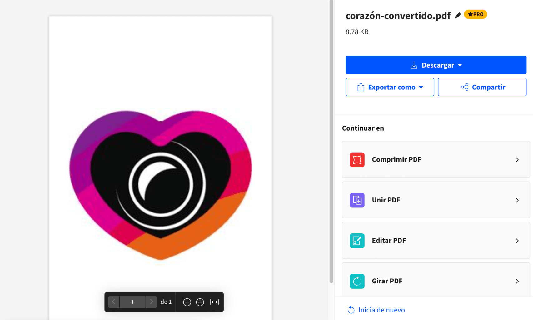 Paso 3 convertir imagen a pdf desde smallpdf