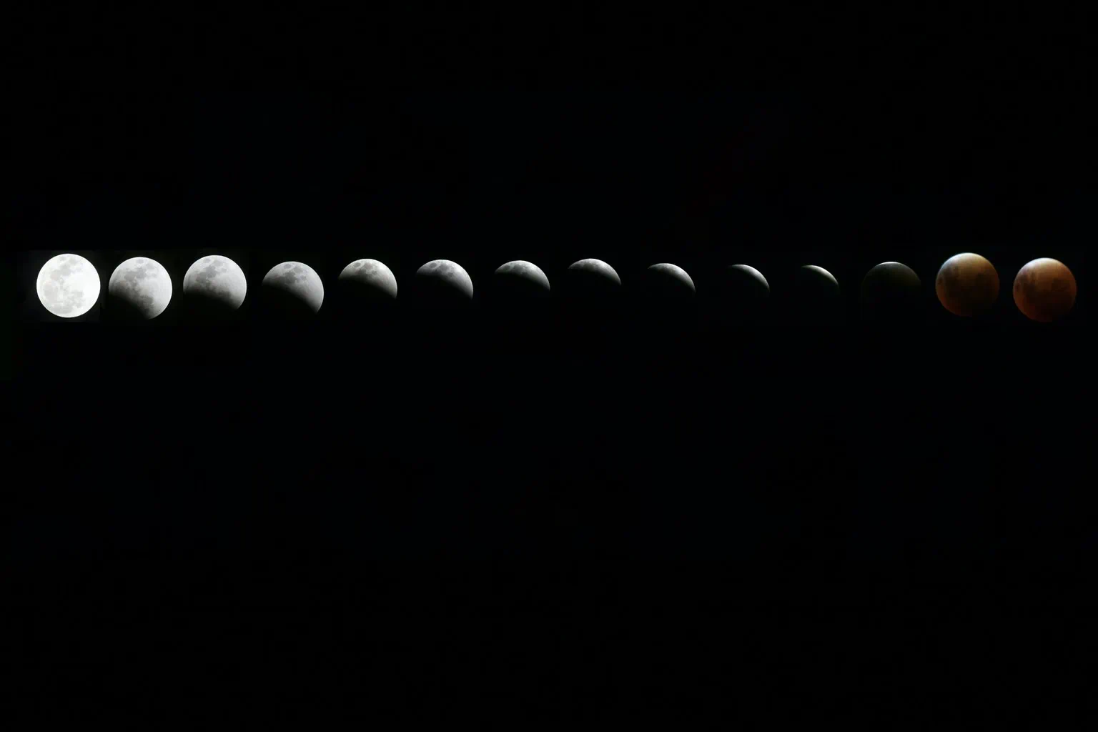 Example of how to photograph a lunar eclipse with different phases