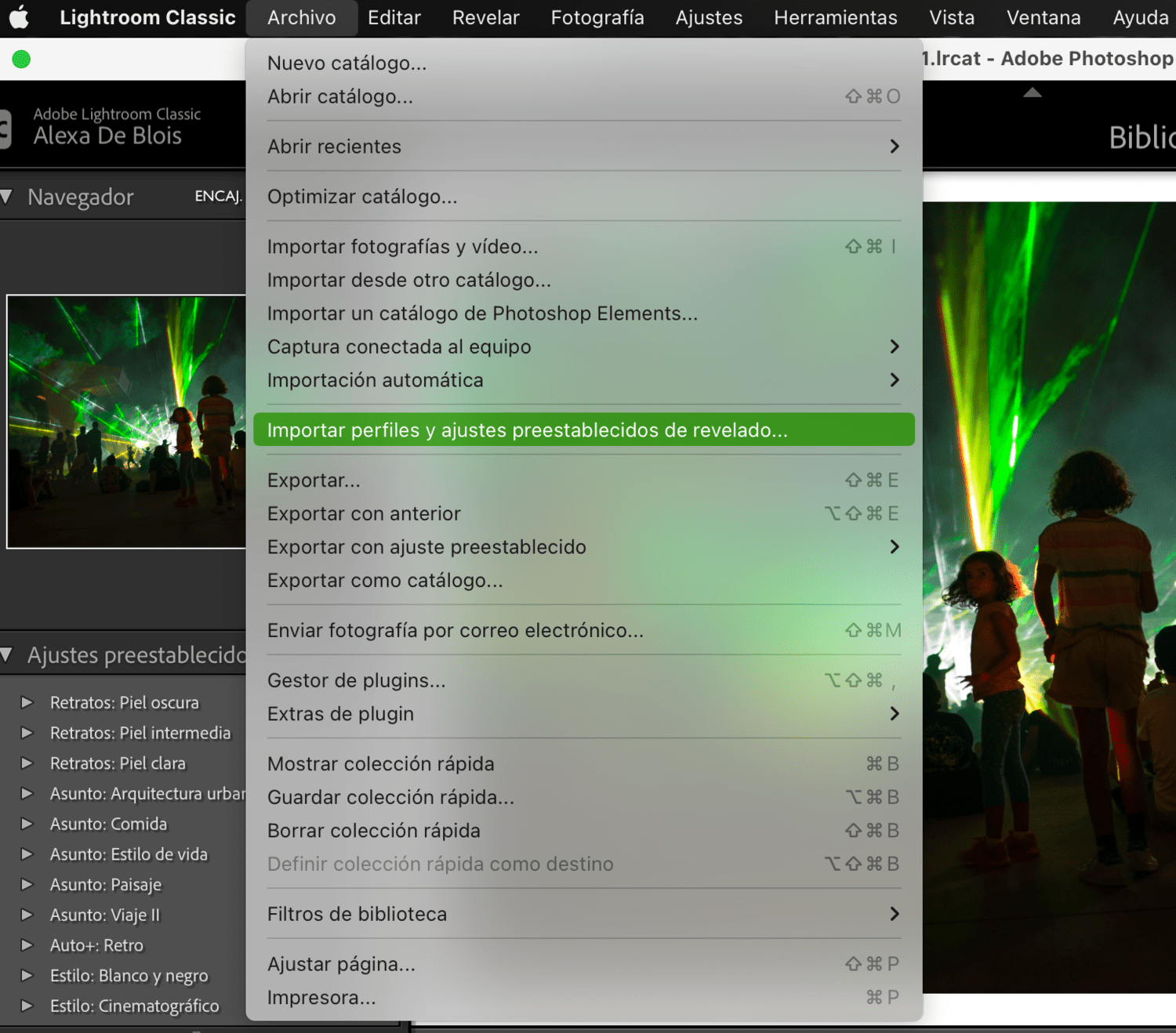 importar presets lightroom