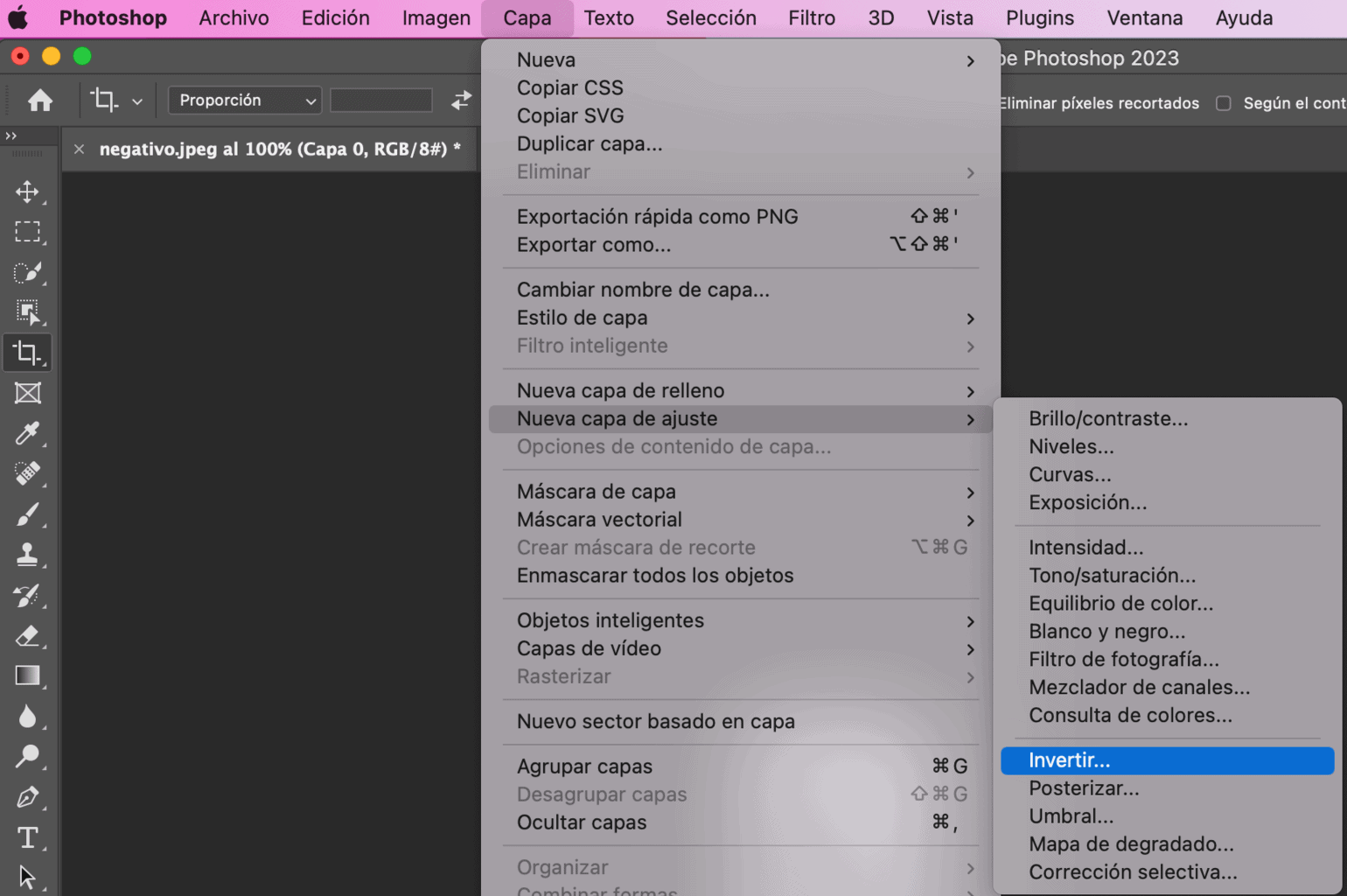 positivar negativo en Photoshop