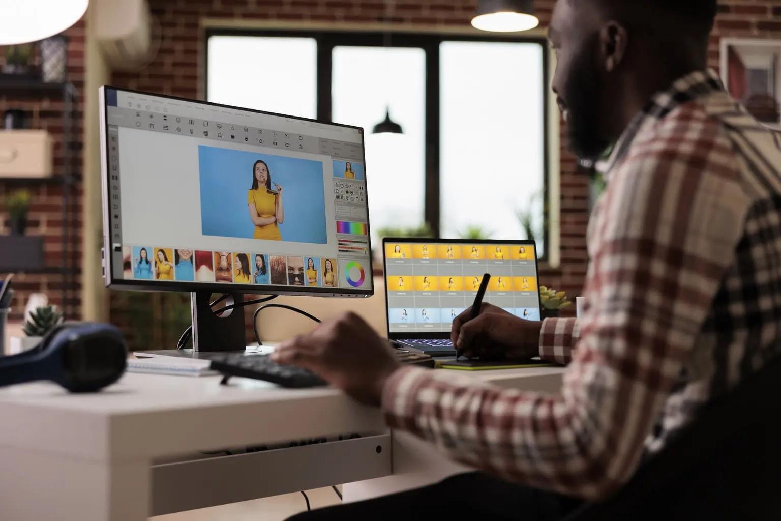 creador de contenido editando foto