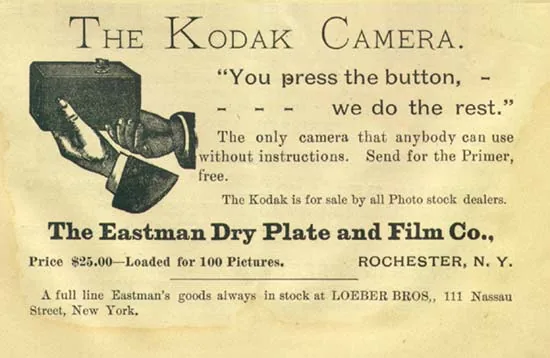 cartel kodak primera cámara de fotos popular
