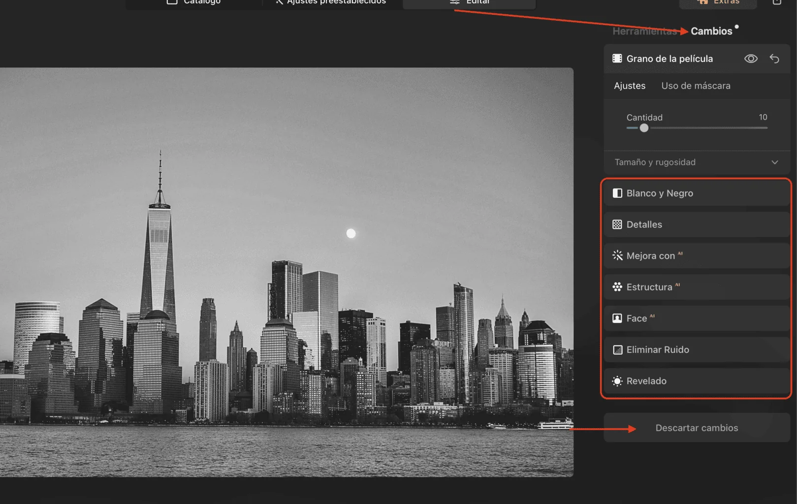 ajustes preestablecidos en luminar neo 