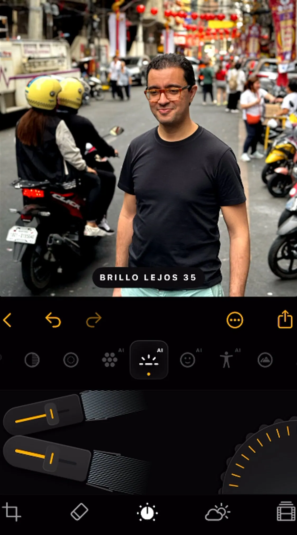 Ajustes Luminar Mobile inteligencia artificial luces brillo fondo