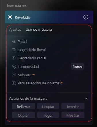 Máscaras de ajuste en Luminar Neo