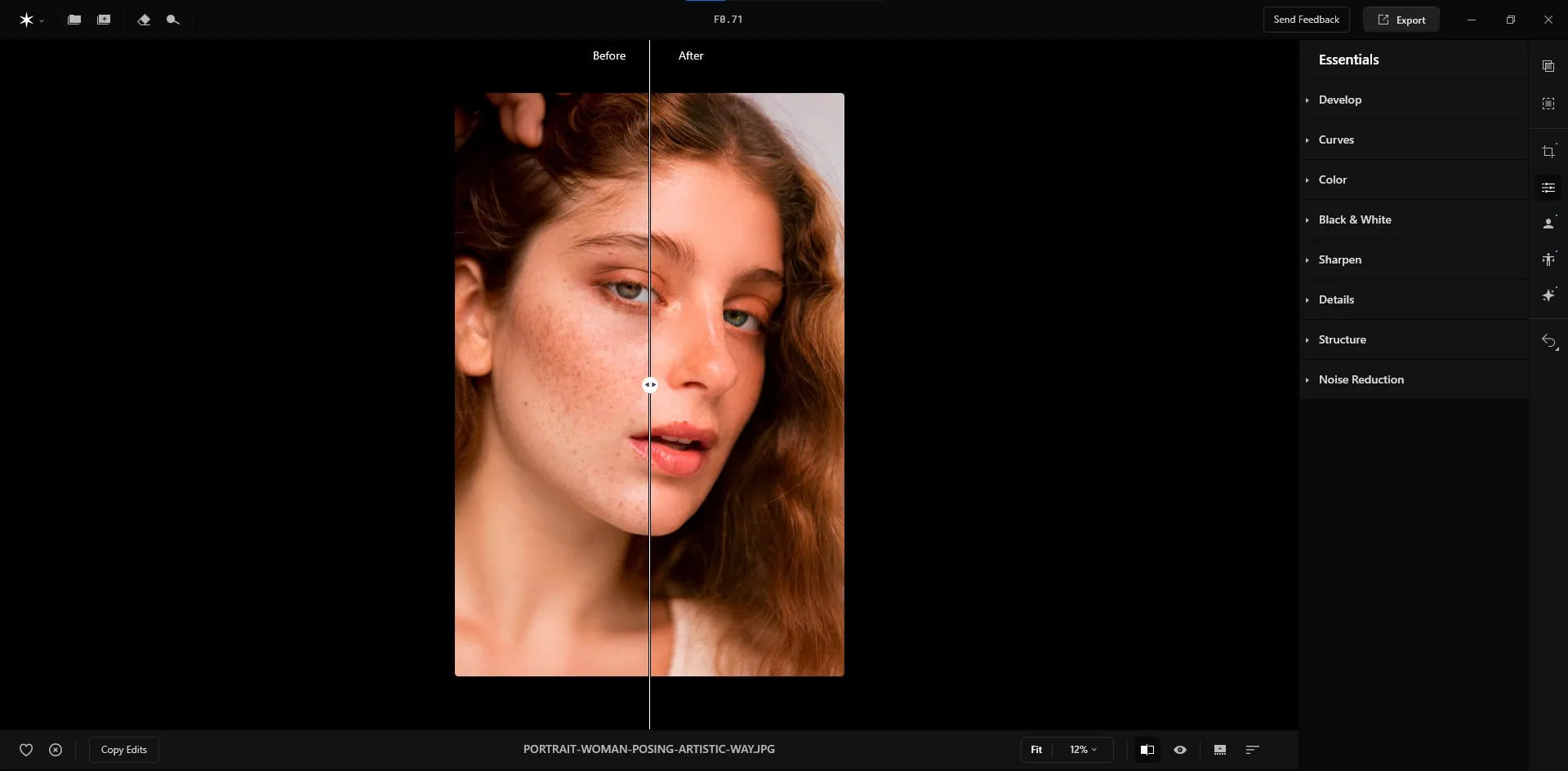 Editor Aperty, ajustes piel en fotografías