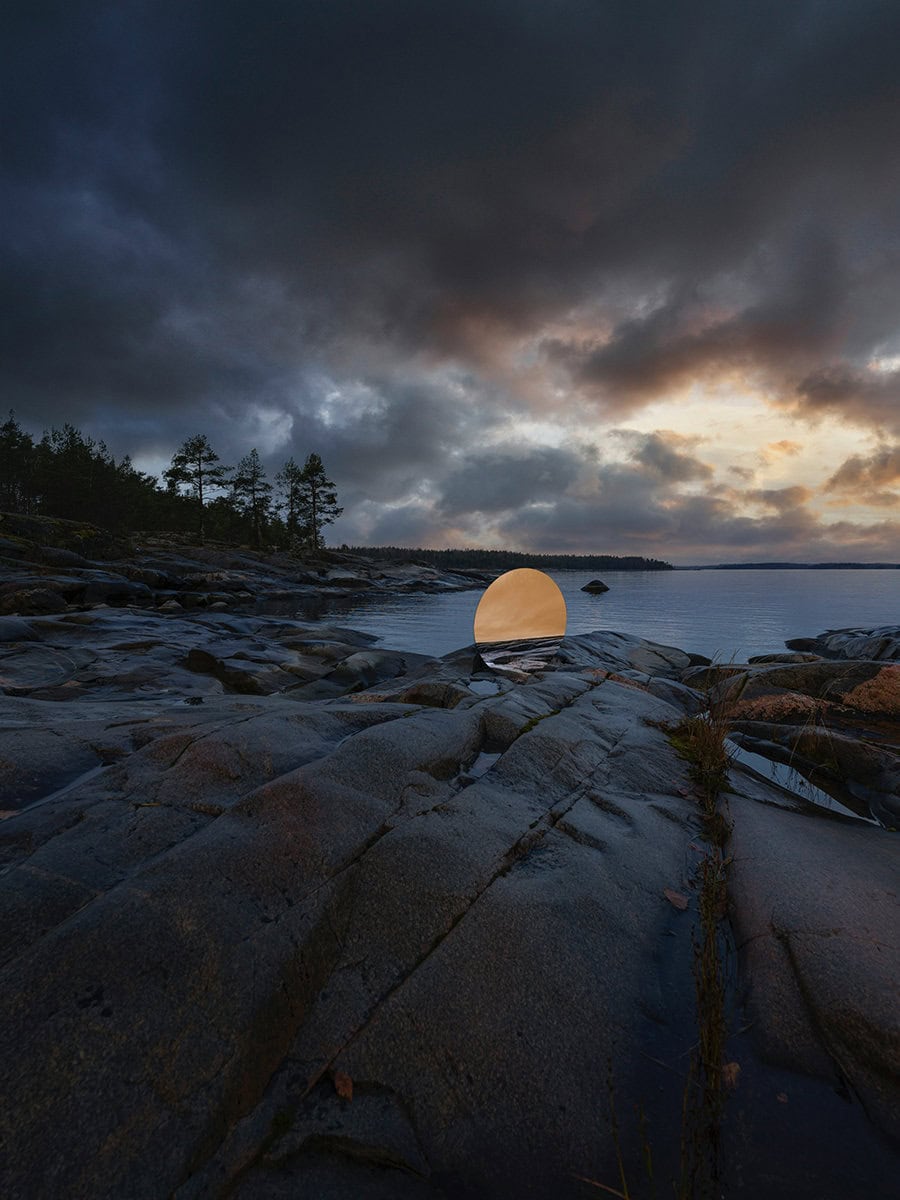 fotografía paisaje artístico con espejos atardecer