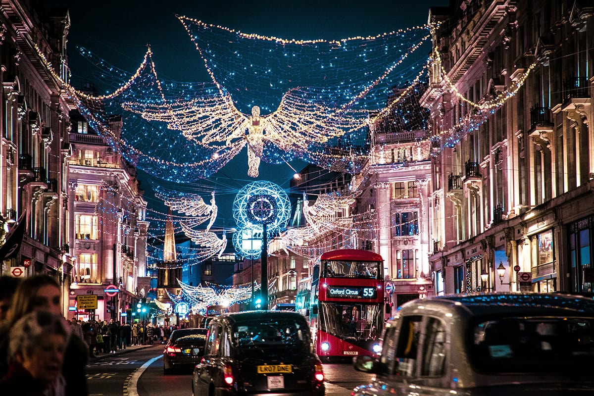 luces navideñas escenas urbanas