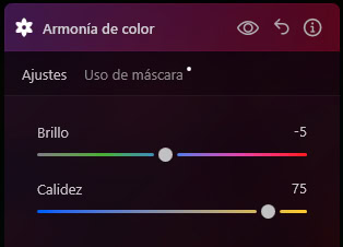 ajustes de color en Luminar Neo